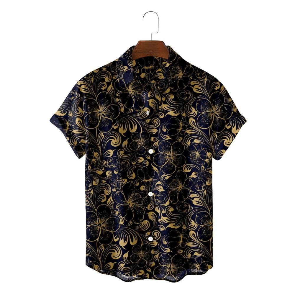 Chemise hawaïenne vintage chic H3TF5J, imprimé floral haut de gamme pour hommes élégants - 4