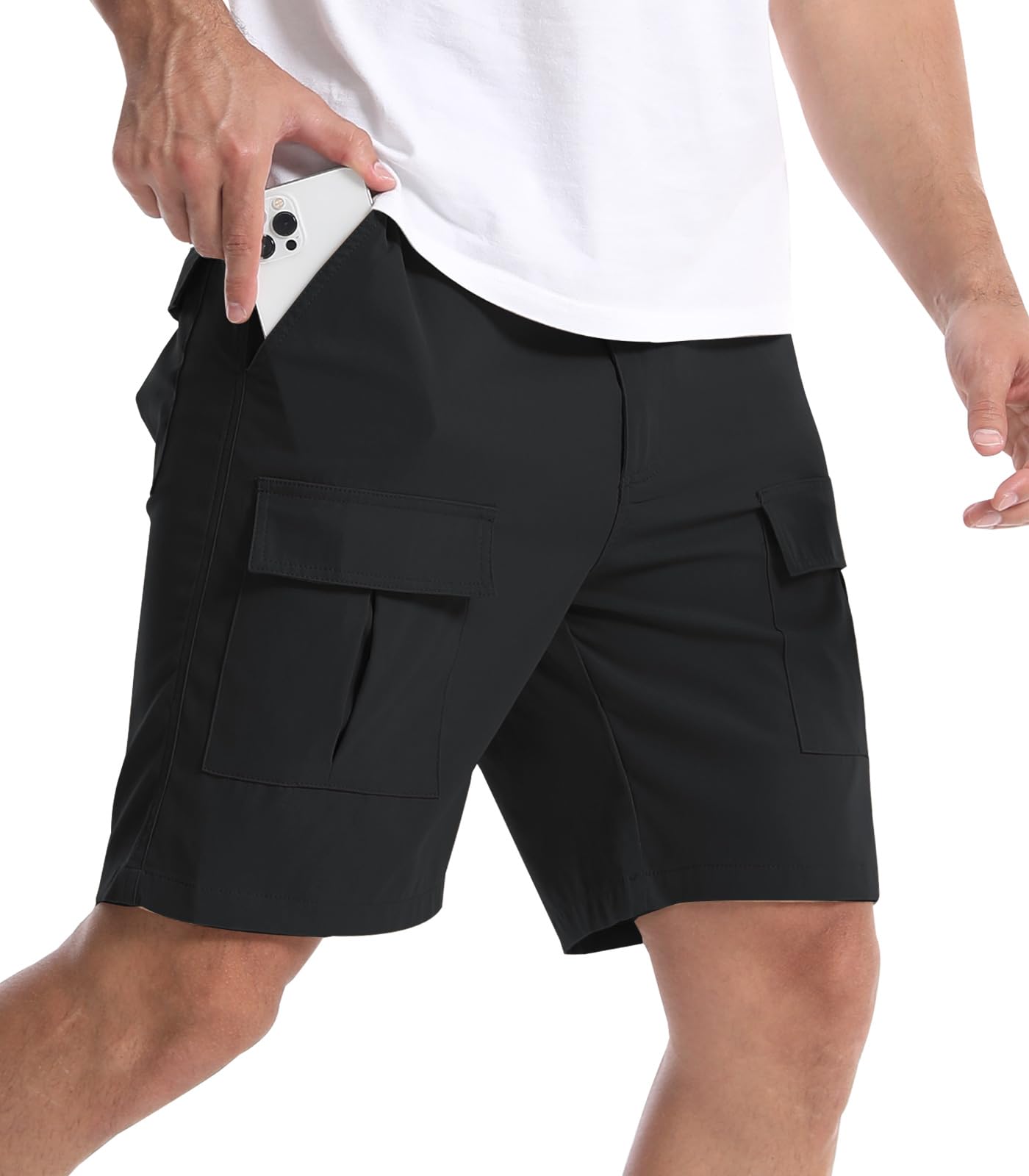 Suwangi Pantalones Cortos Cargo para Hombre Verano Moda Casual Trabajo Shorts Bermudas con Múltiples Bolsillos