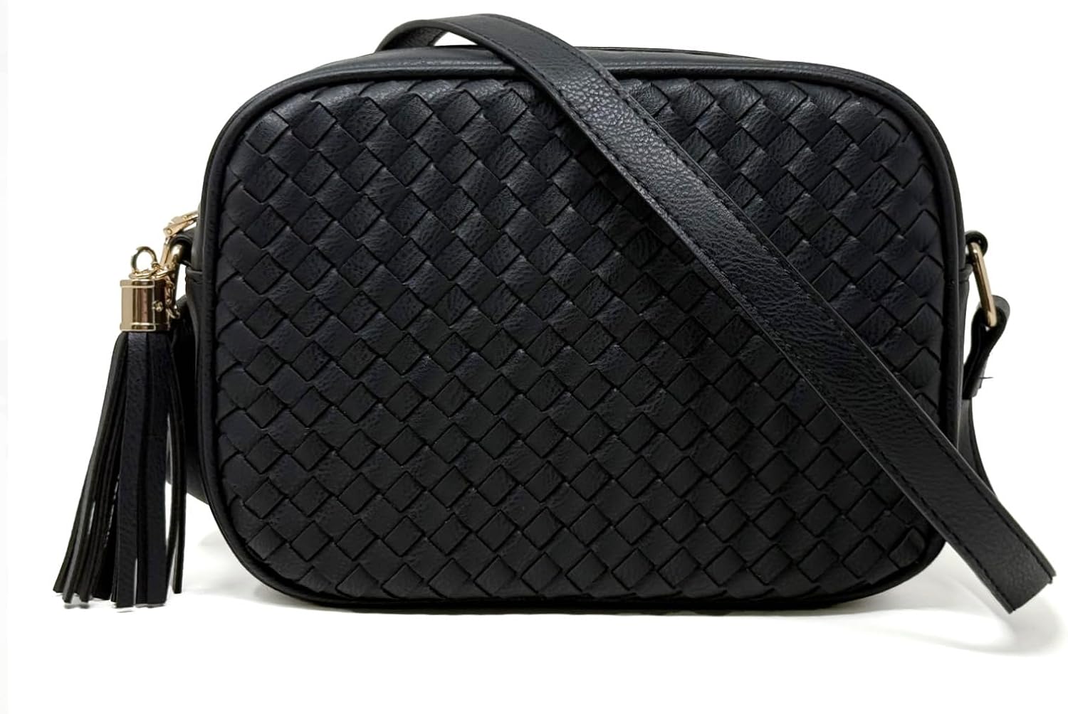 AFKOMST Woven Crossbody Bags for Women Small Summer Purse and Boho Cross Body Handbag with Tassel, Vegen Leather | Fit Long Wallet, Spacious Room