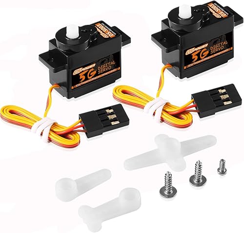 DSPOWER Mini servo digital 5G, kit de motor micro RC de engranajes de plástico con bocina servo 25T para 128 RC modelo de coche, barco, helicóptero