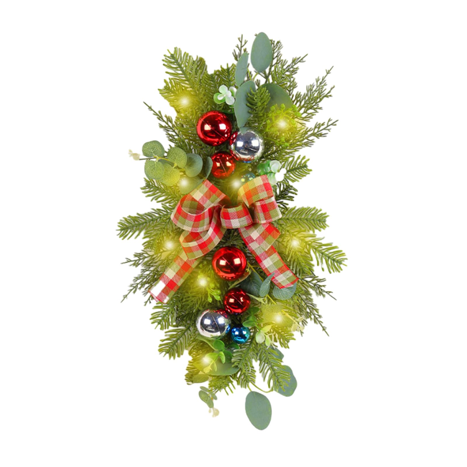 Kalttoy A Christmas Wreath 2023 Bowknot Rtificial Pine Wreath Stairway Stairway Swag Christmas Decorationas Garlands Staircase Decoration Home Nd Decoration