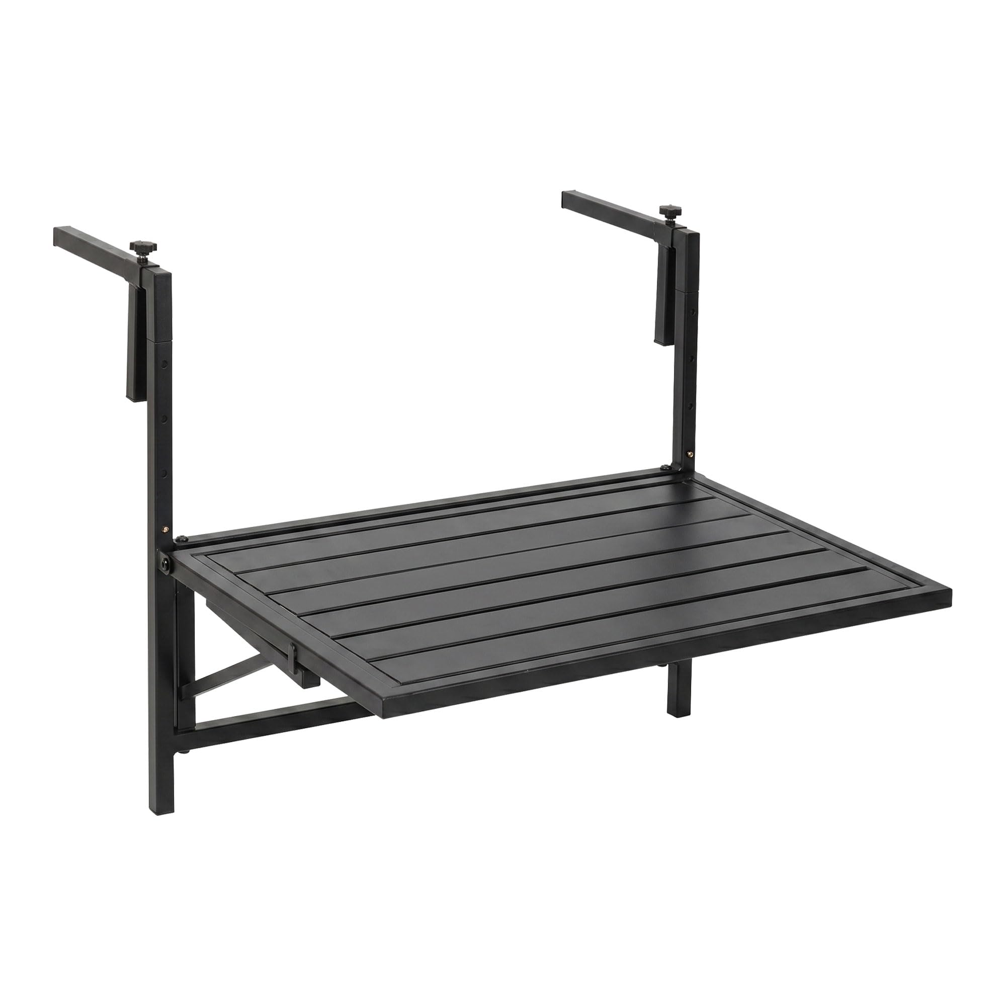 FRANKYSTAR® Etè - Tavolino Da Ringhiera Pieghevole 60x63x56 cm Mensola Sospesa da Esterno In Metallo Nero