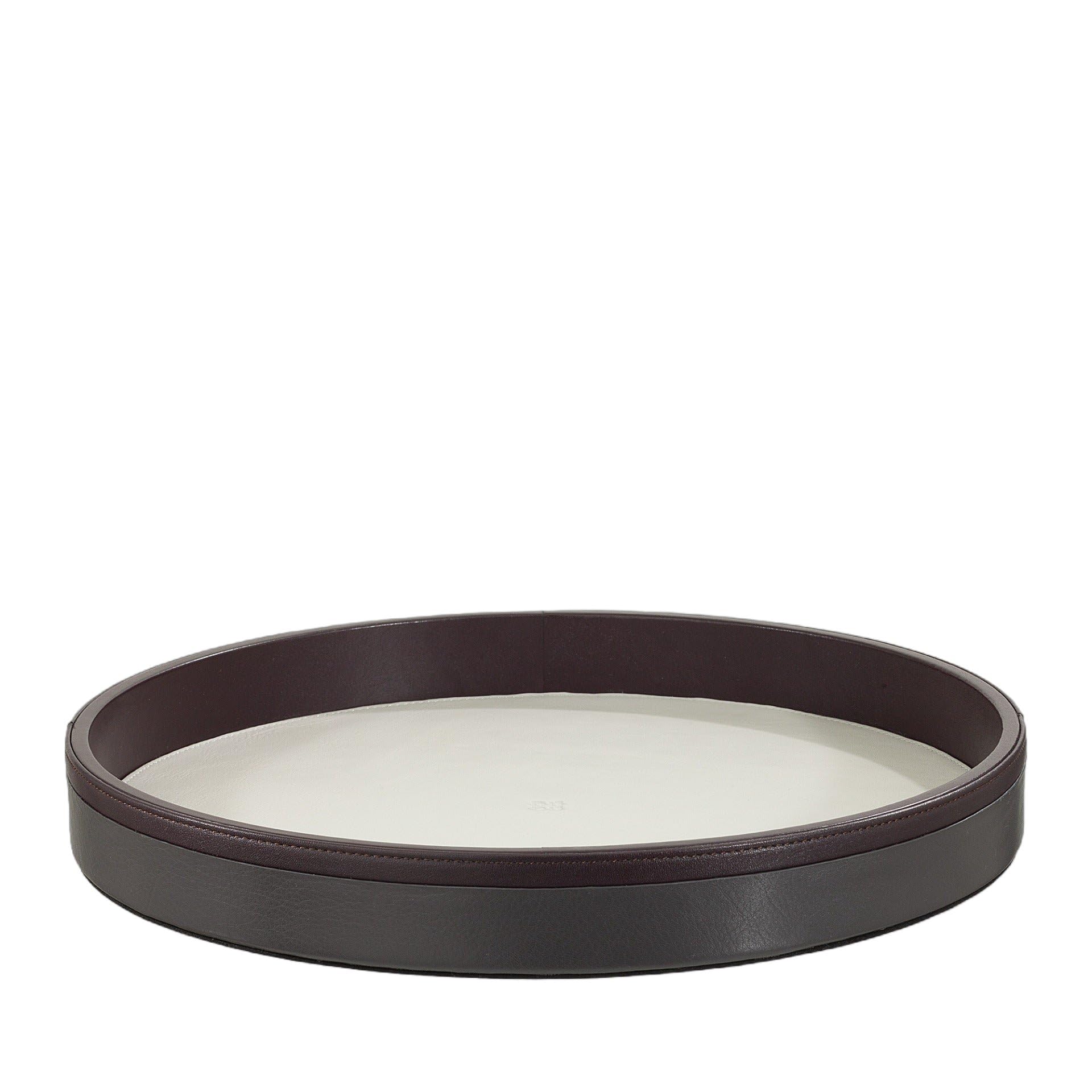 DUDU Vassoio da Portata Rotondo in Pelle da 32cm Multicolore Portaoggetti per Casa per Ufficio Design Raffinato Antracite