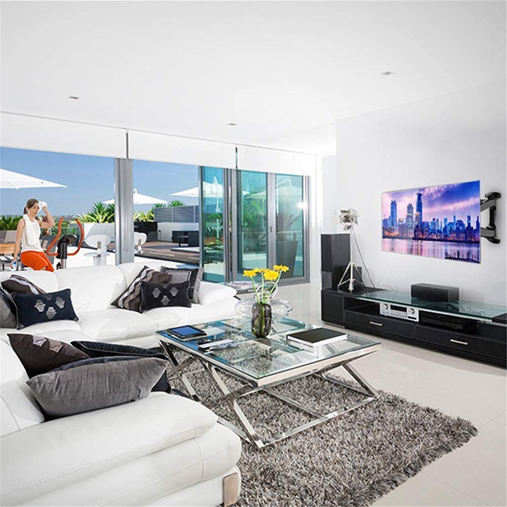 Uchwyt do telewizora, solidny uchwyt ścienny do telewizora z podwójnym ramieniem przechylany i obrotowy do 32-70-calowych LED LCD OLED plazmowych i zakrzywionych ekranów - do 400 mm x 400 mm -