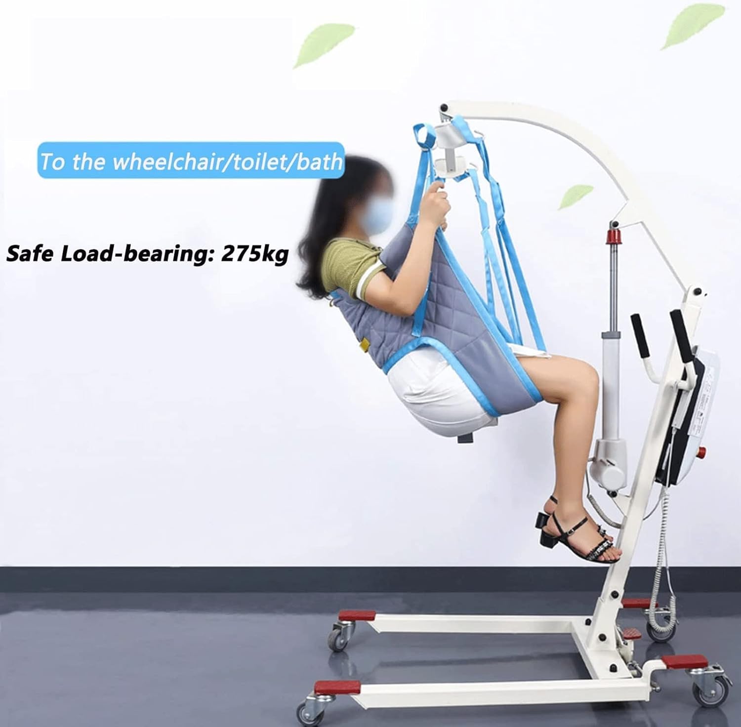 Toileting Hoist Sling, Patients Bath Commode Lifter Divided Leg Sling Patient Lift Sling Medical Transfer Belt with Four Point Support Full Body Sling
