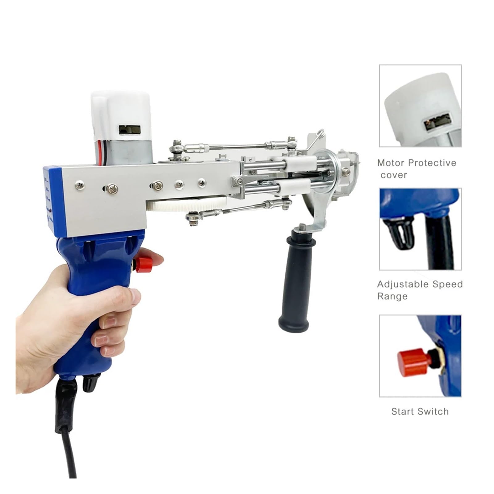 Pistolet Do Tuftingu 2 W 1, Zarówno Dywanów Ciętych, Jak I Pętelkowych, Elektryczny, Ręczny, Maszyny Flokowania Bezpieczny I łAtwy W UżYciu(Blue)