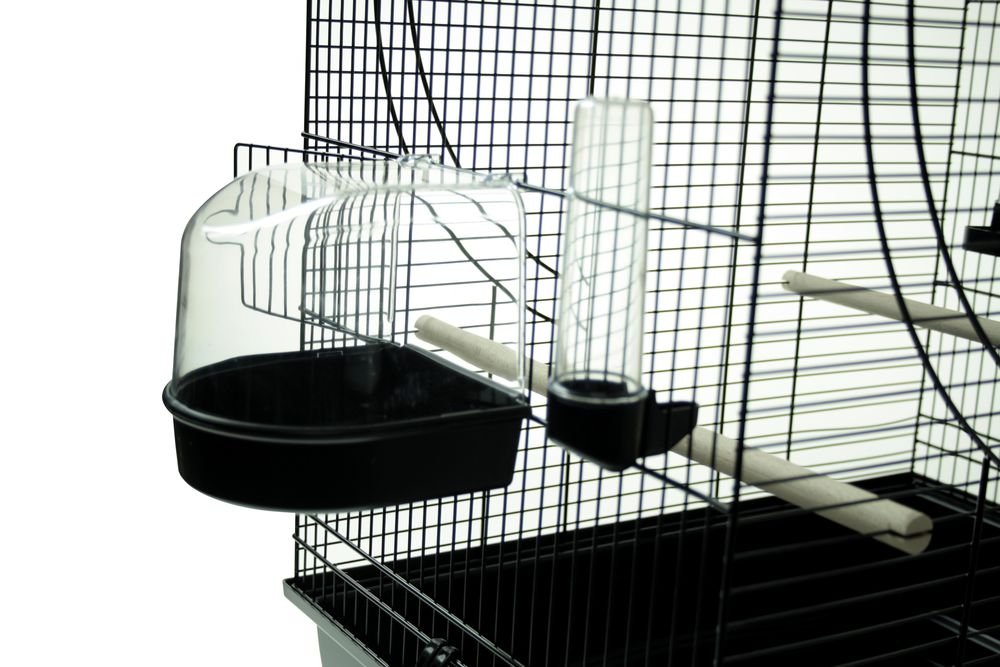 Vogelkäfig IZA III Cabrio schwarz Wellensittichkäfig,Exotenkäfig,Vogelkäfig Vogelbauer Wellensittich Kanarien Voliere Vogelhaus Käfig incl. Badehaus und Trinkröhrchen