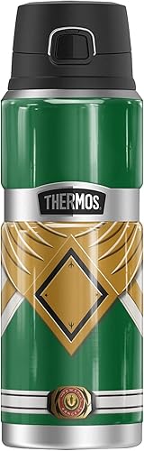 Power Rangers Green Ranger THERMOS - Botella de bebida de acero inoxidable con aislamiento al vacío y doble pared, 24 onzas