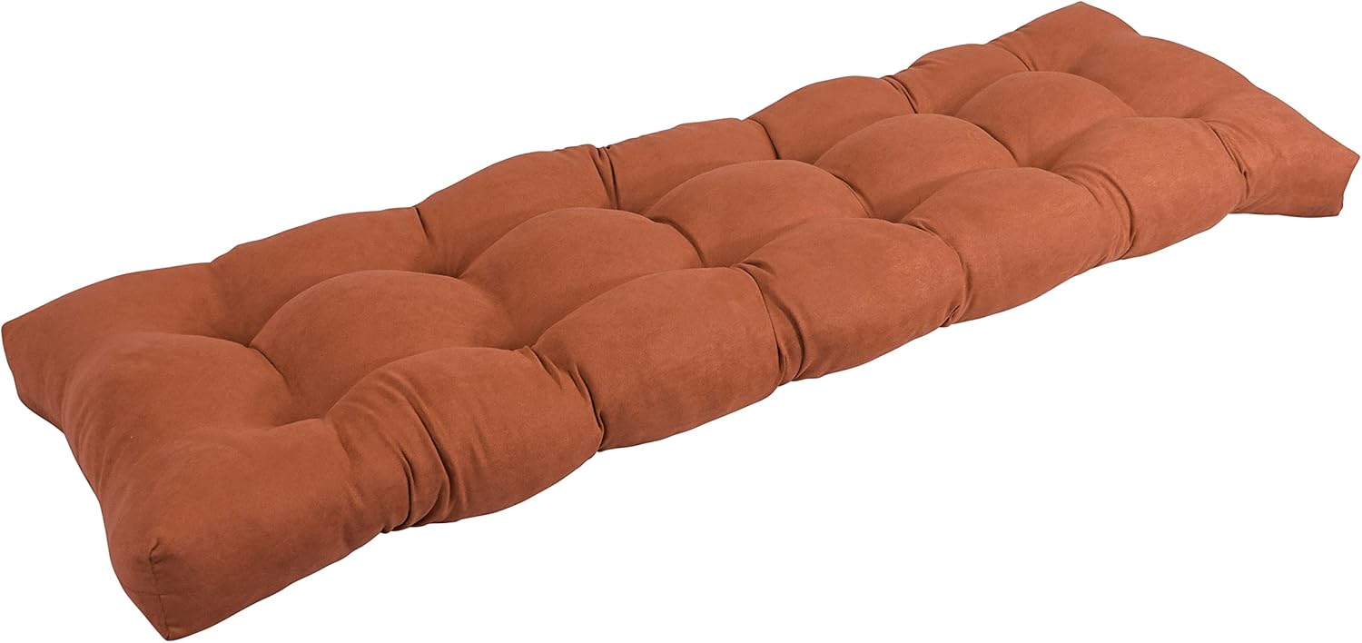 Blazing Needles Microsuede Tufted Bench Cushion, 55 x 19, Spice