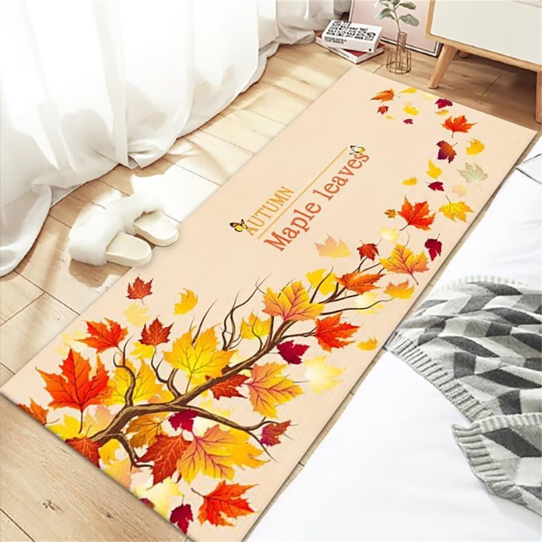 Tapis de chevet orange chaleureux pour réveiller la chambre à coucher