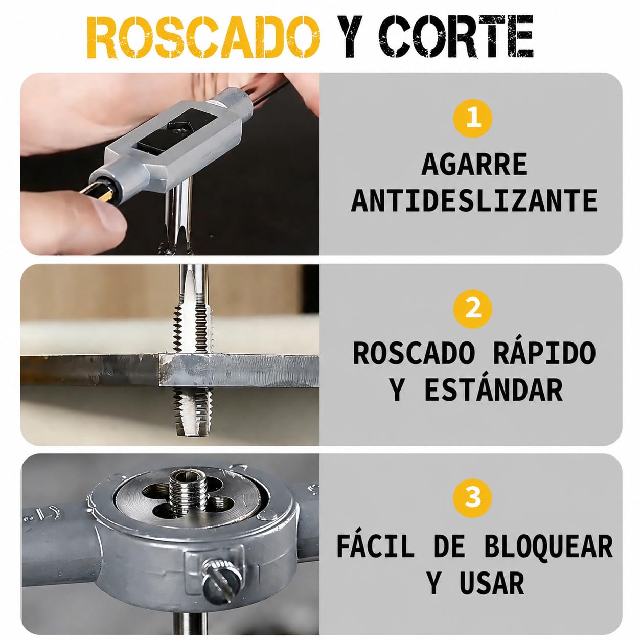 Hi-Spec Juego de Terrajas y Machos de 20 Piezas. Troqueles Métricos, Grifos y Manijas de LLave. Juego de Herramientas Manuales para Cortar, Roscar, y Moldear Tuercas, Pernos, Tornillos, Bujias, y Mas.