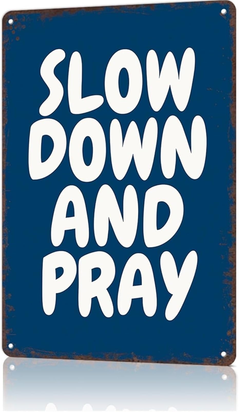 EKFBQBGW Calming Quote Metal Tin Sign Vintage Slow Down and Breathe Inspirational Wall Decor for Living Room Bedroom 8 X 12 inch