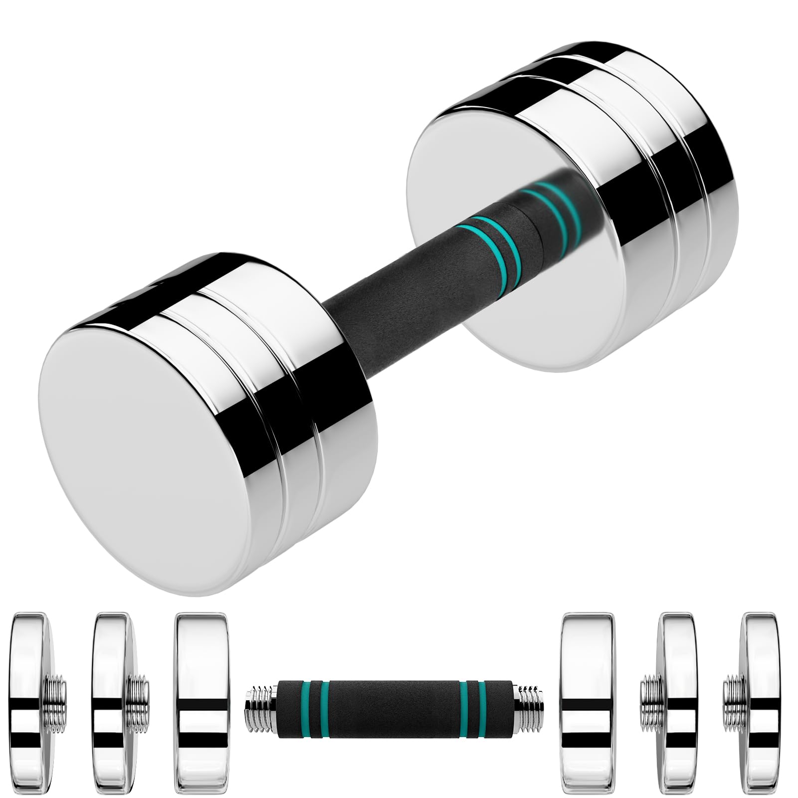 LIFERUN Single Steel Adjustable Dumbbell 5 10 15lb Free Weight Single Dumbbell Non-Slip and Comfortable Foam Handle Adjustable