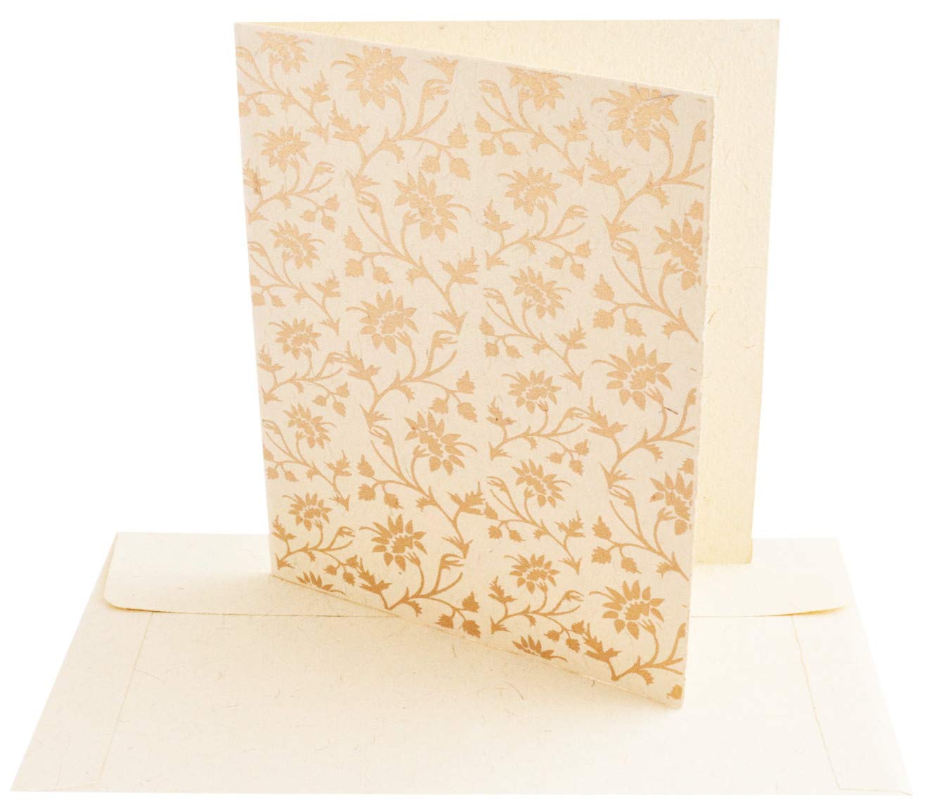 Purpledip Paper Card-Envelope Pack (Set of 10) 'Silver Flowers': Handmade Organic Paper Cards 4 * 3 inches for Personalized Greetings (11454A) - Image 2