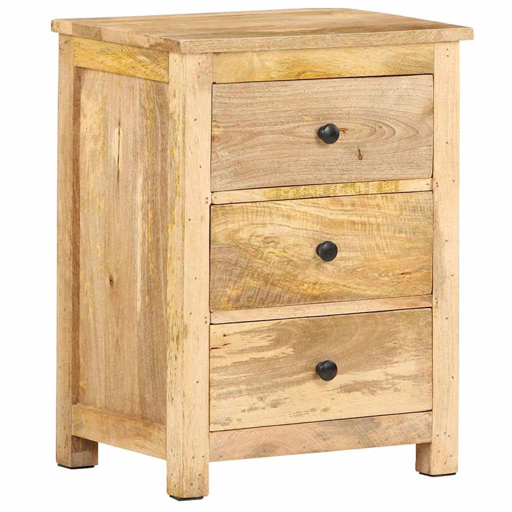 Generisch Nachttisch 45x35x60 cm Massivholz Mango mit 3 Schubladen