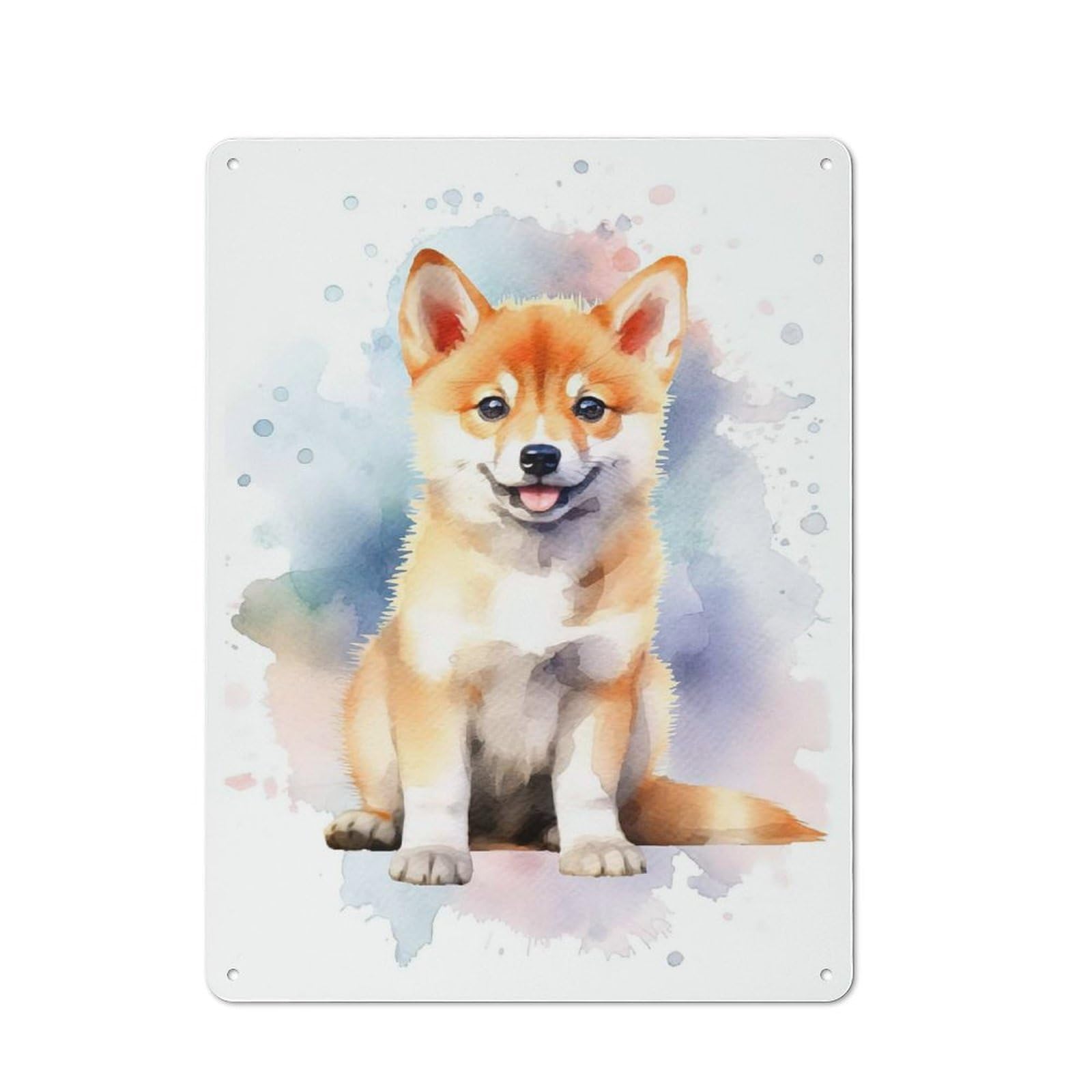 Junmoney Style-22 Tin Wall Plaque 40X30cm With Cute Shiba Inu Dog Puppy For Bar Or Restaurant, Suited To Restaurant Interior Fans