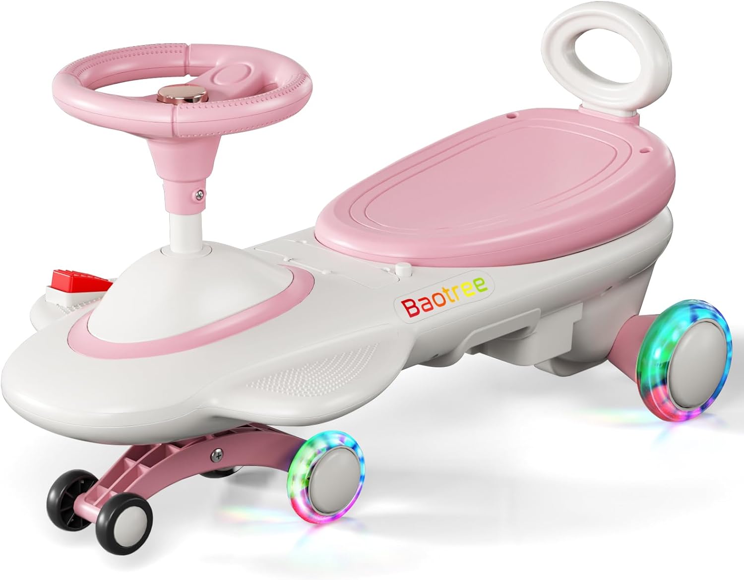 Kids Electric Ride On Car 12V - Electric Wiggle Car with Rechargeable Battery, LED Lights & Music,Anti-Rollover for Boys Girls Ages 3-8, Indoor/Outdoor Toy Vehicle up to 150 lbs White