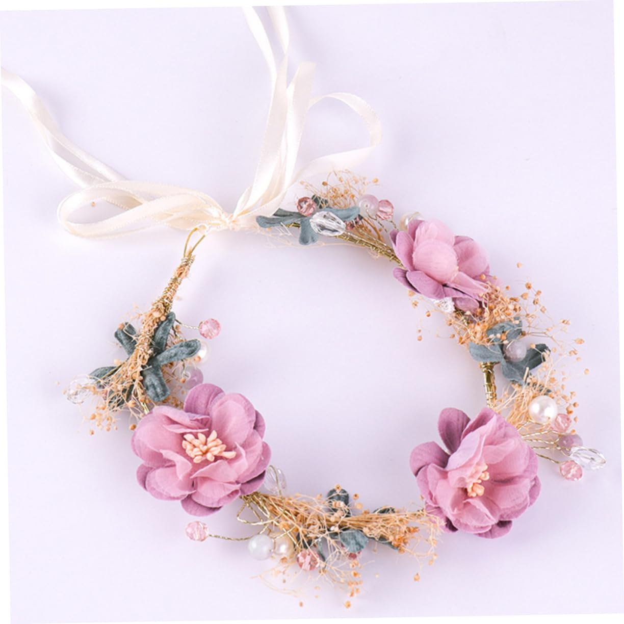 Bandeau à Fleurs Rose en Plastique pour Coiffure Élégante