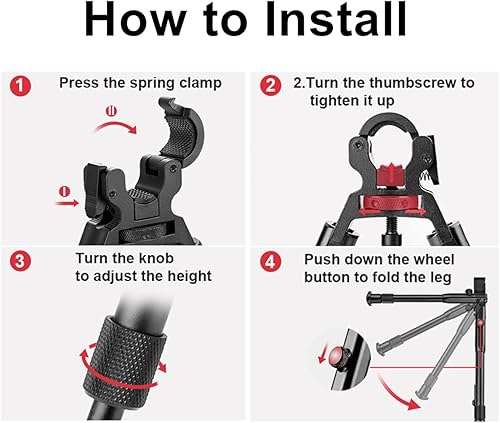 Miniatura 7 de Bípode de rifle, bípode ligero plegable universal para caza y tiro