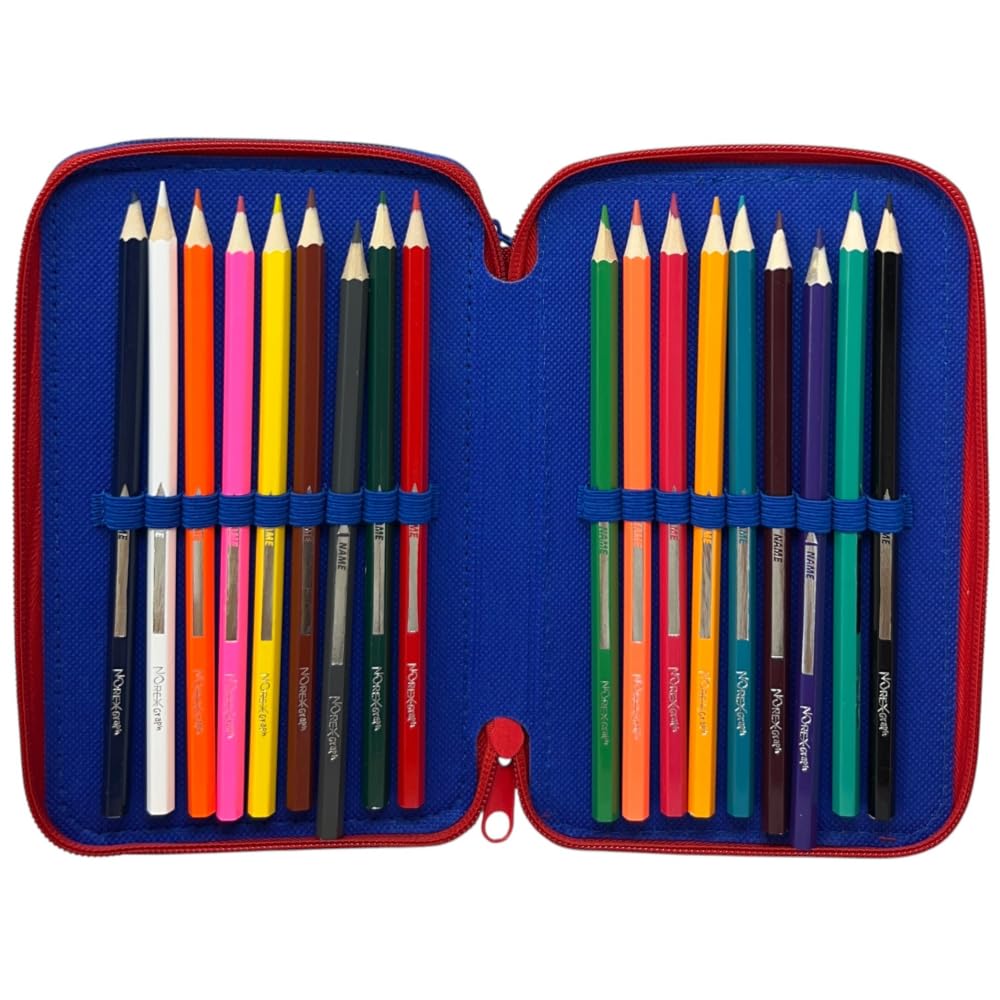 Astuccio Sonic triplo completo 44 pezzi cancelleria scuola penne matite colori pennarelli Giotto