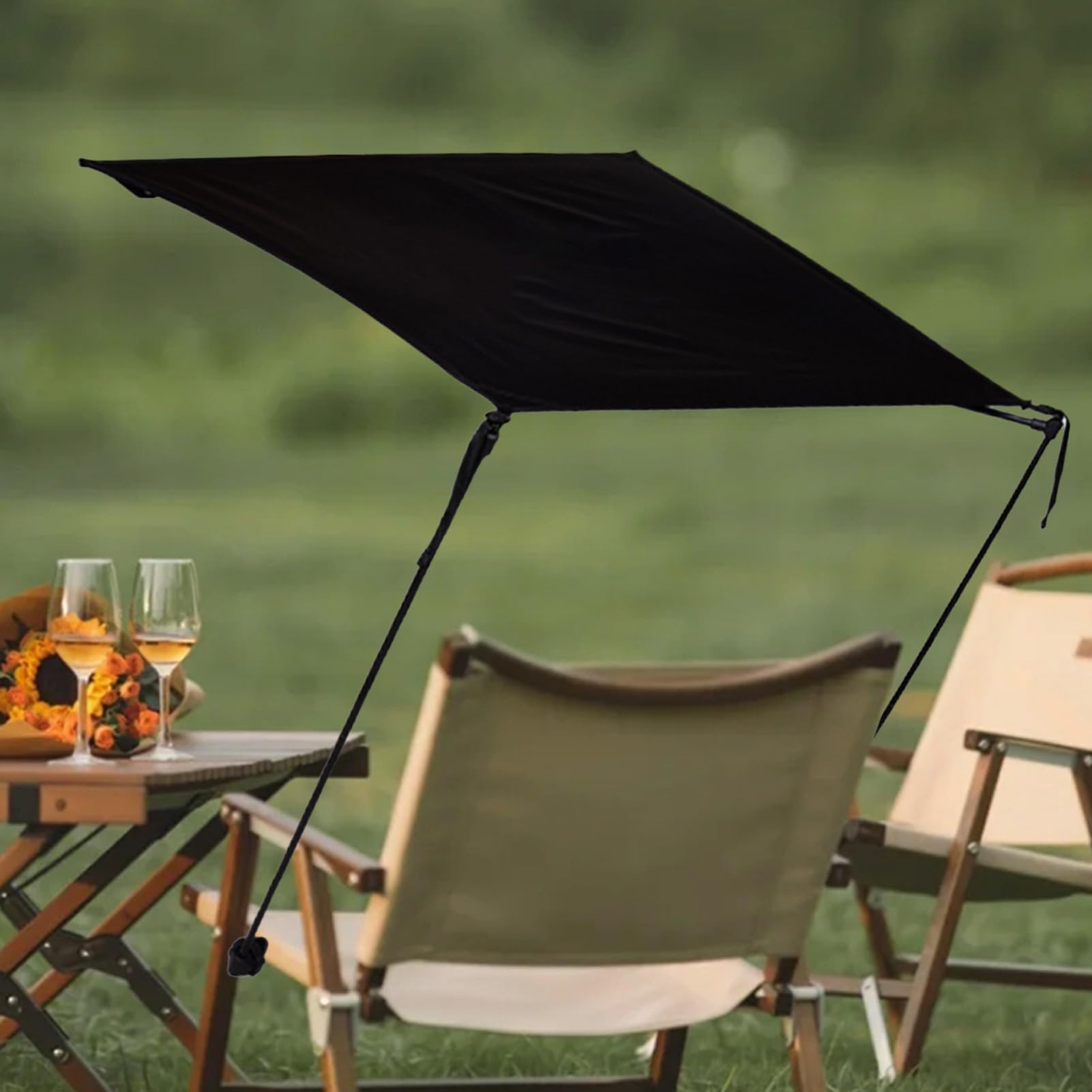Campingstuhl Schattenspender | Stuhl Sonnenschutz | Robustes Tragbares Sonnendach Schirm Für Lounge Erwachsene Reisen Angeln Terrasse Festivals Garten Outdoor Wandern