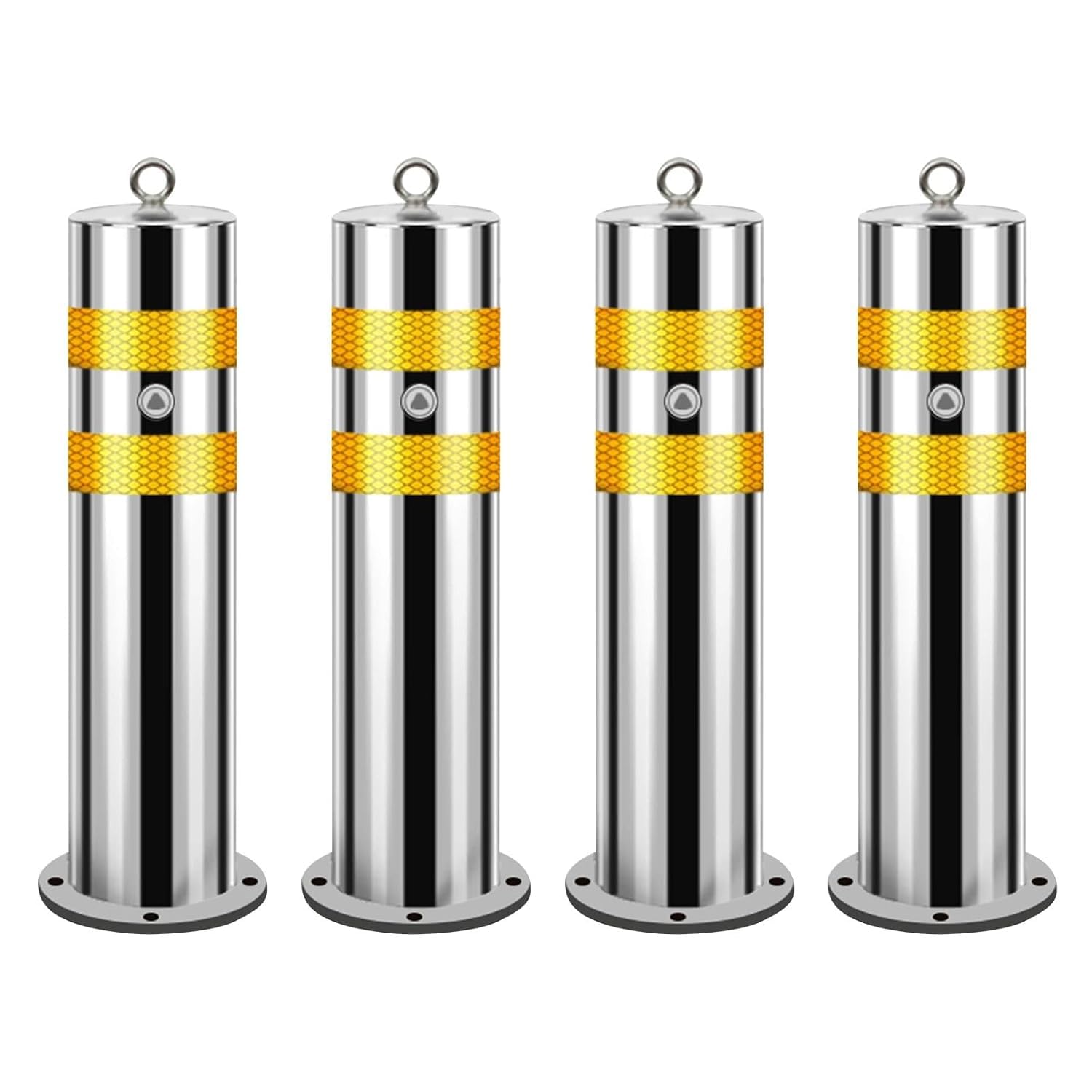 Aioneer Safety Bollard Post, Barricades Driveway Pole, Construction Parking Lock, Metal Parking Bollards, Safety Warning Column, For Parking Lot Road Marker -60 * 15.9cm/23.6 * 6.3in(4PCS)