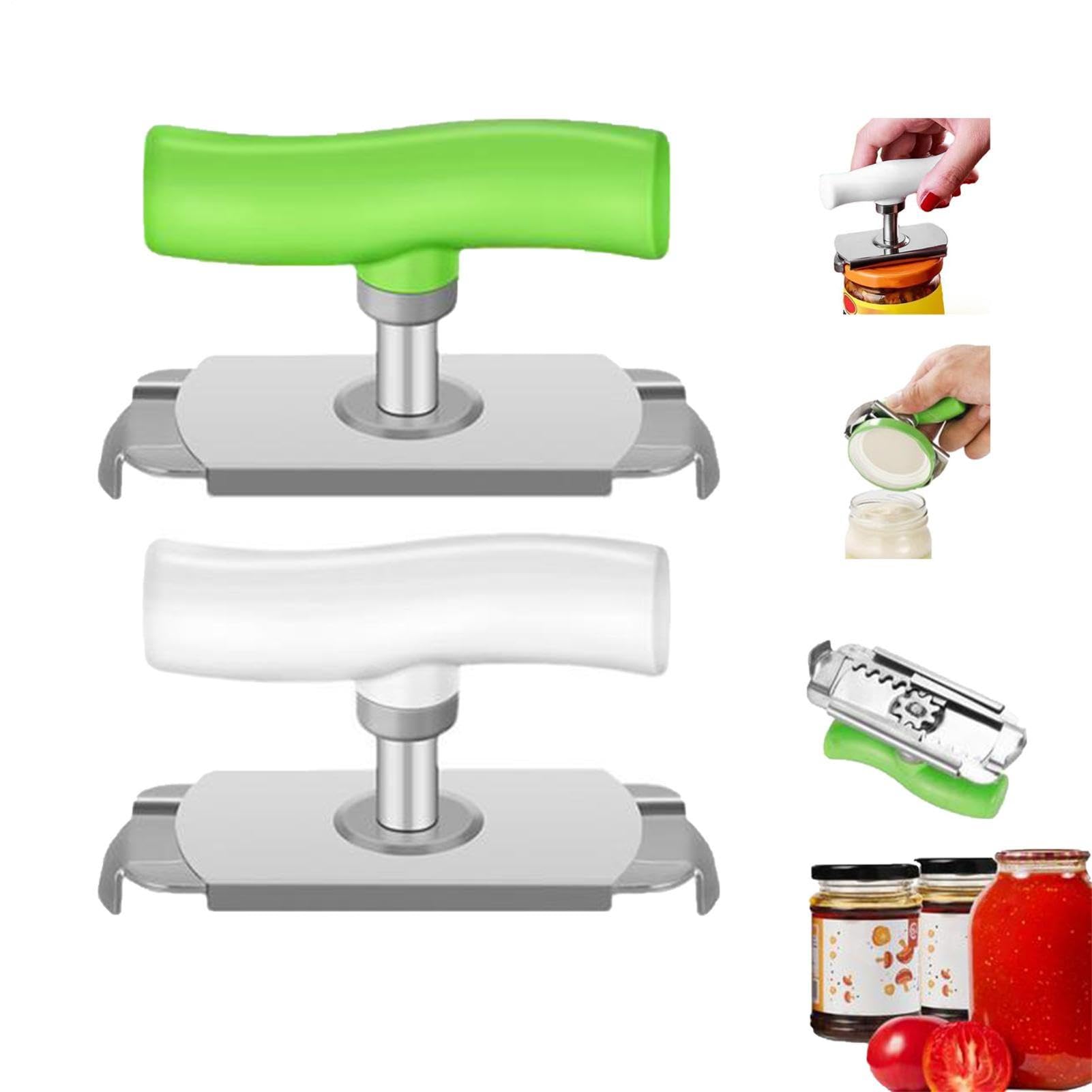 2pcs Multifunctional Adjustable Jar Opener, Retractable Bottle and Jar Opener for Easy Open, Fixed Lid Openers Stainless Steel Manual Can Openers for Weak Hands