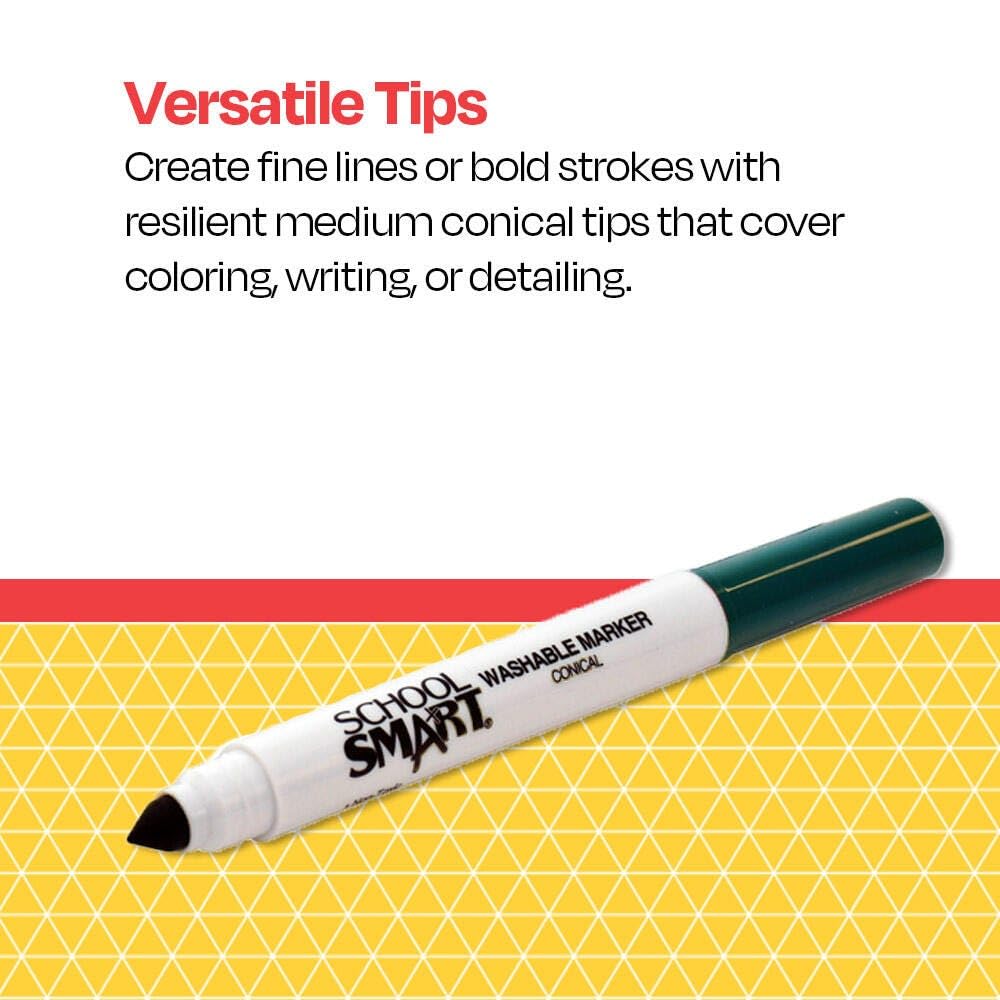 School Smart Washable Art Markers, Conical Tip, Green, Pack of 12 - Image 6