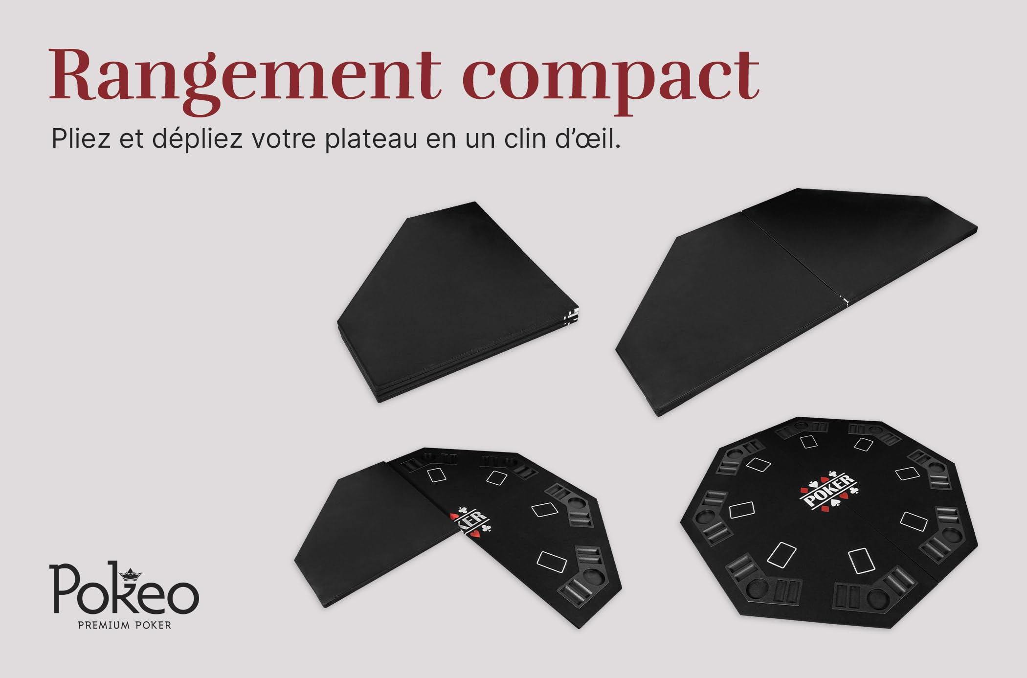 Plateau de Poker octogonal 8 Joueurs (Noir)