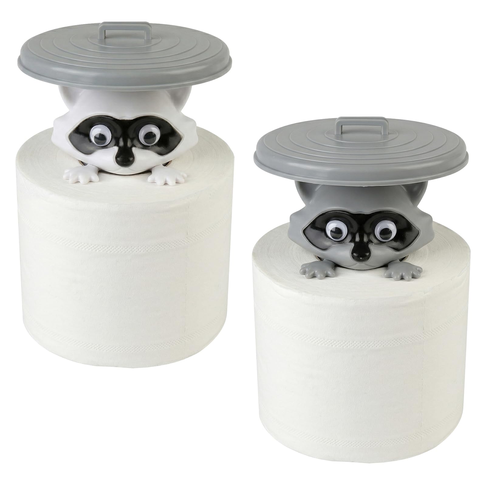 Kitchen Roll Holder Raccoon Tissue Box with Lid 2 Pack – Cute Animal Paper Towel Holder Organizer for Kitchen Table Bathroom Countertop Dustproof Kitchen Paper Dispenser