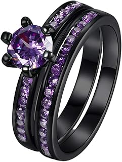 Bridal Black Gold Wedding Ring Set