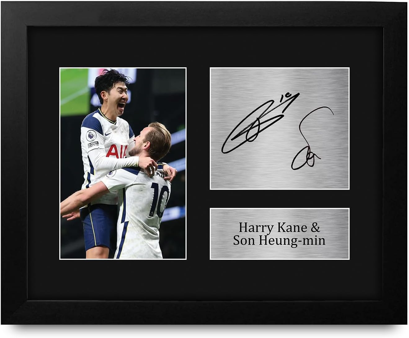 HWC Trading Harry Kane & Son Heung-min Tottenham Hotspurs Spurs Framed Gifts Printed Signed Autograph Picture for Football Fans and Supporters - US Letter Size