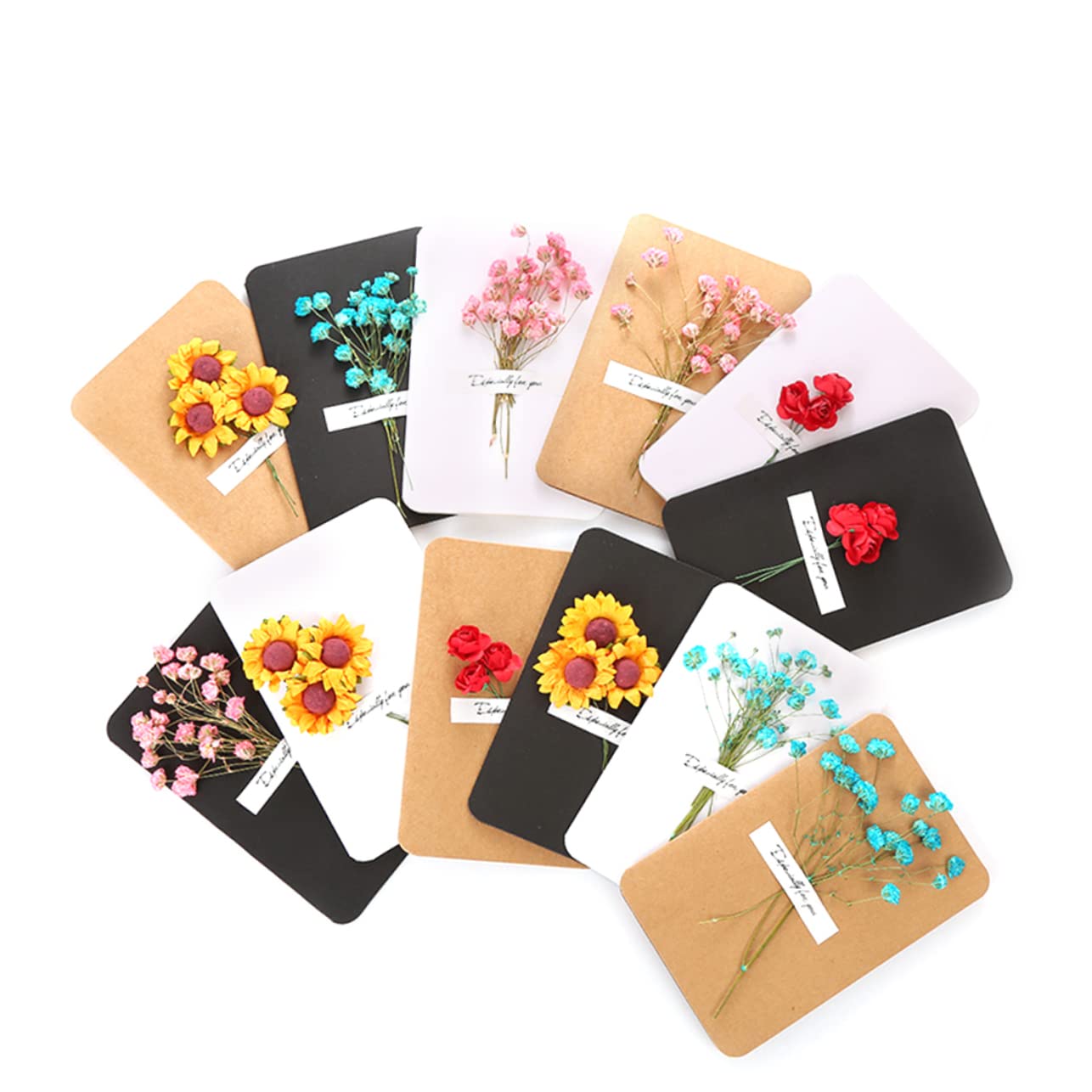 VILLCASE 3 Set Di Biglietti Di Auguri Unici Con Fiori Secchi Di Ringraziamento Per Insegnanti Amici E Famiglie 12 Pezzi * 3