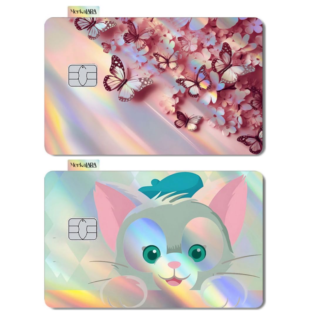 MERKALARA (2 Units) Holographic Credit Card Skin – 3M Material Debit Card Sticker, Waterproof, Durable & Easy to Apply, Multi-Design Personalised