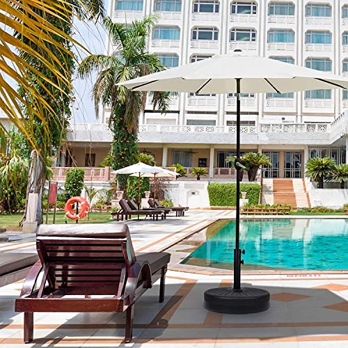 Simple Deluxe 20" Round Heavy Duty Patio Umbrella Base Stand With Steel Umbrella Holder, Water Or Sand Fillable For Outdoor, Lawn, Garden, 50Lbs Weight Capacity, Black #TOP1