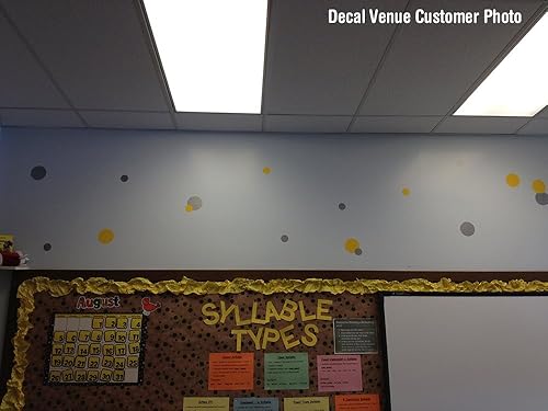 Miniatura 3 de Calcomanías de pared de vinilo amarillometálico plateado (30 calcomanías), calcomanías de lunares, adhesivo extraíble, seguro en paredes lisas o