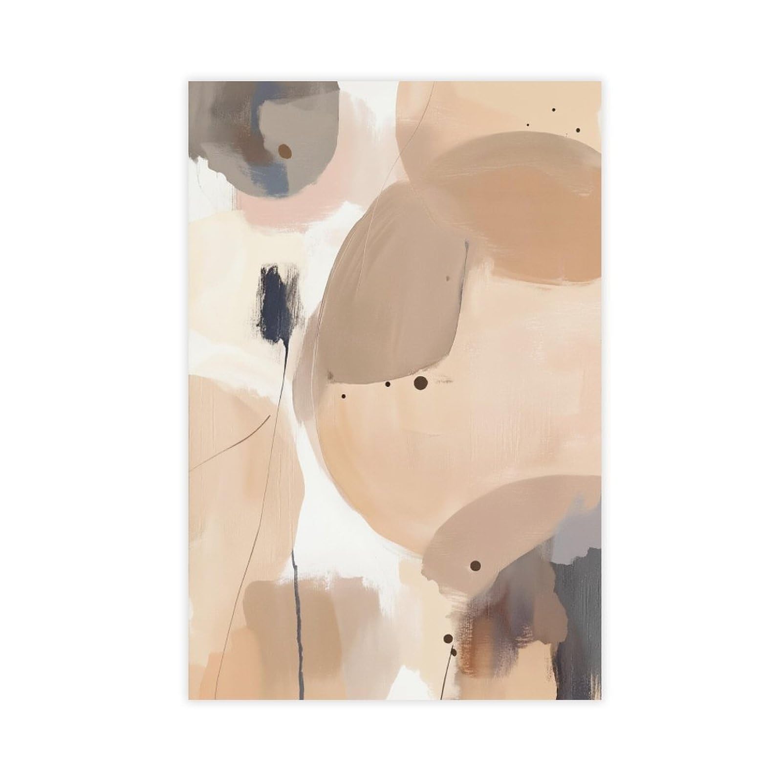 Zguols Beige & Terracotta Painting Abstract And Minimalist Poster Canvas Poster Bedroom Decor Sports Landscape Office Room Decor Gift Unframed Print 12" L X 18" W