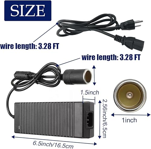 Miniatura 2 de Convertidor de CA a CC, adaptador de encendedor de cigarrillos de 120 W, 120 V110 V a 12 V10 A, adaptador de corriente CACC para refrigerador de