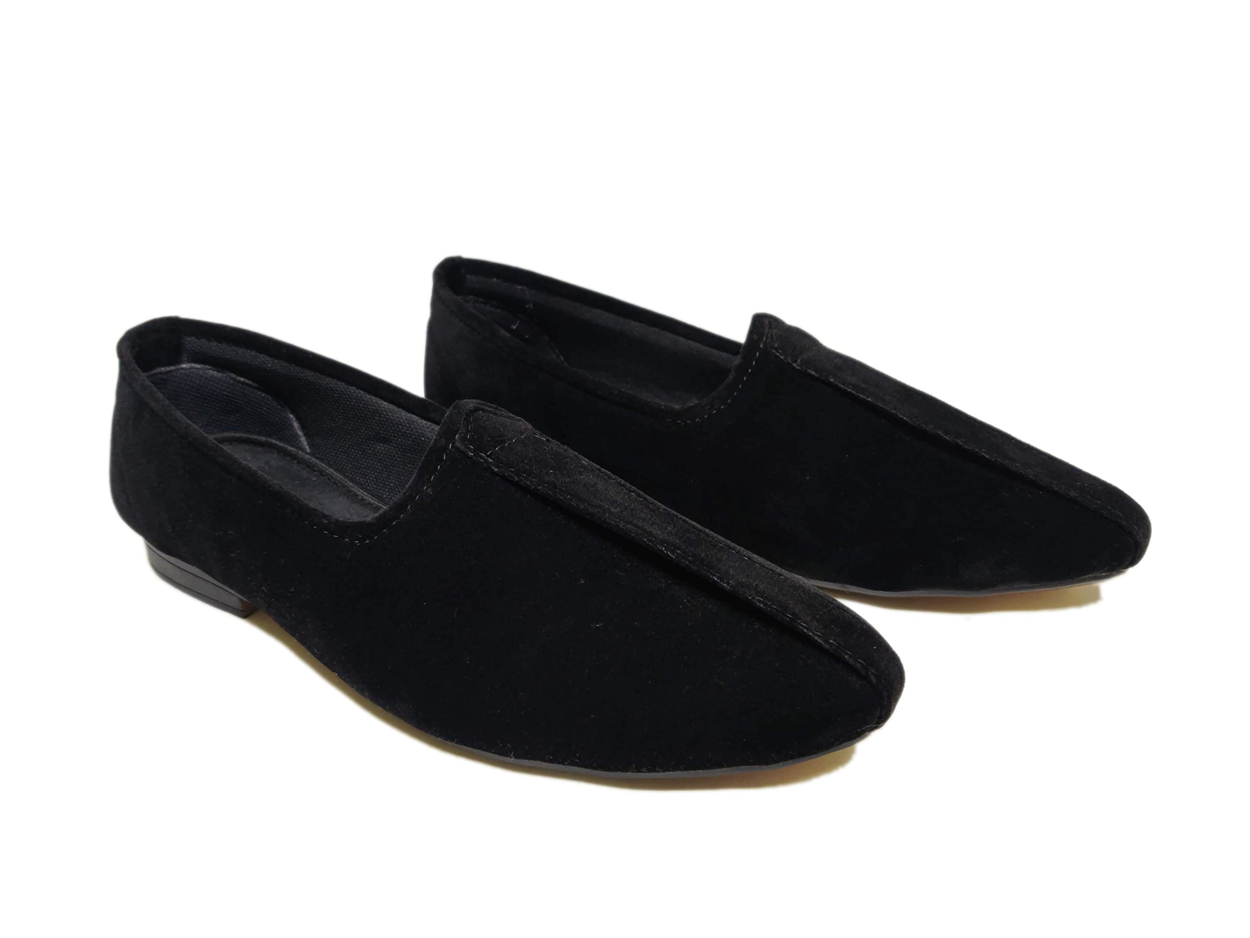 VELOUR INDIAMen's Black Velvet Mojari Jutti Ethnic Loafers