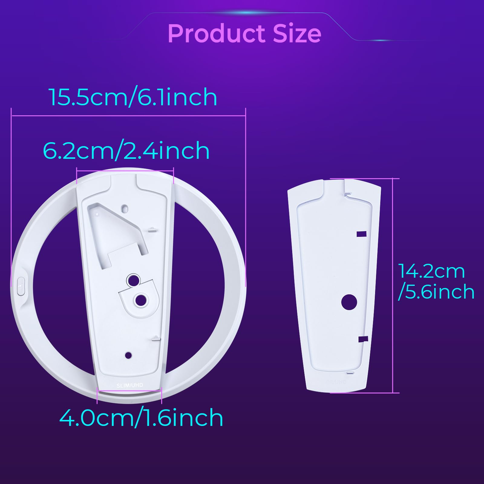 Semaiki PS5 Slim Soporte Vertical con LED, Soporte de Carga rápida para Dos Controladores, Soporte Vertical con Alfombrilla de Silicona Antideslizante para PS5 Slim DE/UHD