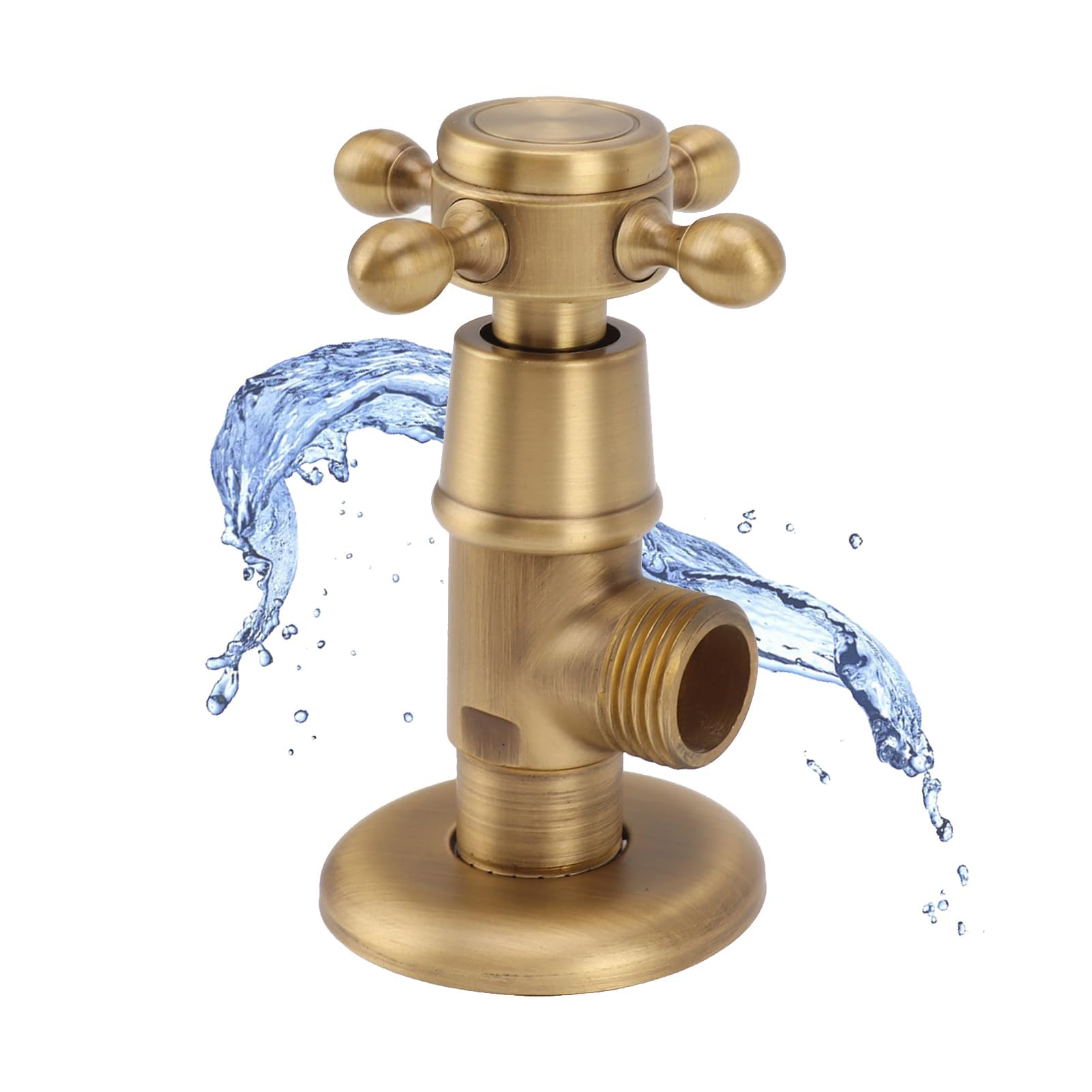 Válvula de cierre de ángulo de latón macizo, válvula triangular retro engrosada, fría y caliente, válvula de cierre de agua a prueba de explosiones para lavabo de lavandería de (Antique)