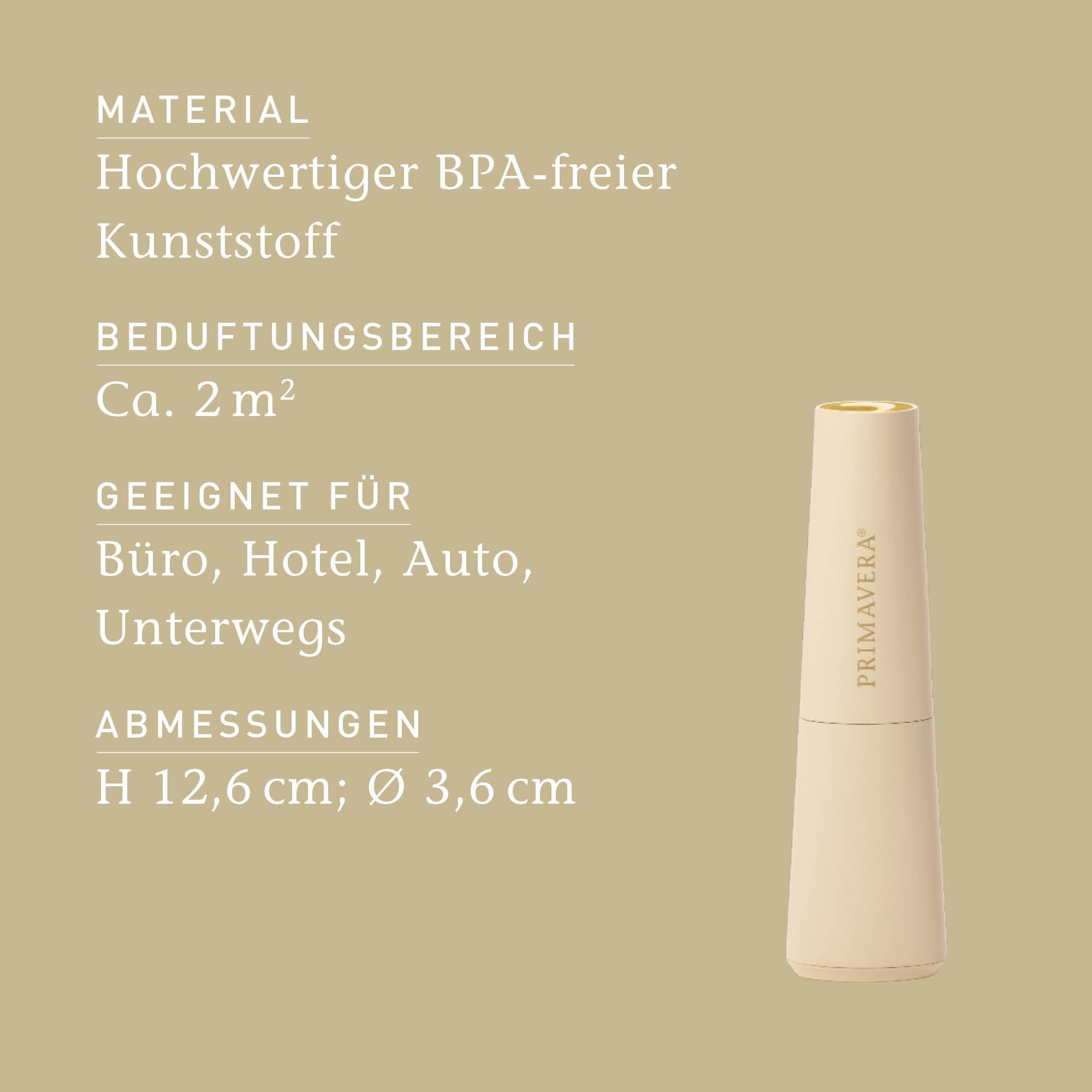 Primavera Aroma Vernebler Petit – kabellos, kompakt, praktisch – elektrische Duftlampe, Diffuser, Raumduft – für ätherische Öle und Duftmischungen – Aromatherapie