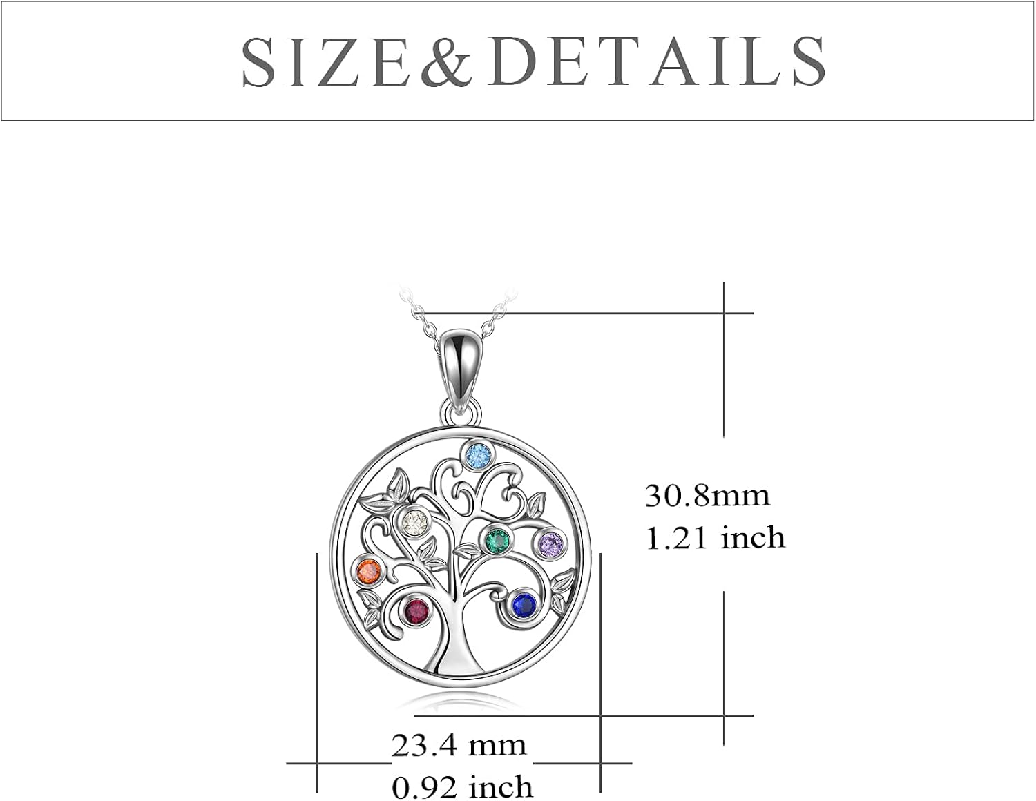 YFN Tree of Life Necklace Sterling Silver Healing Tree Pendant 7 Chakra Jewellery Yoga Gifts for Women Girls - Image 5