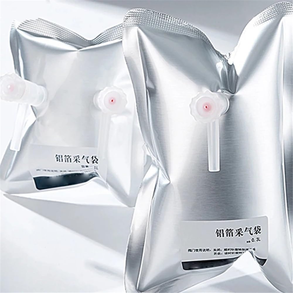 Bolsa de muestreo de gas de aluminio for laboratorio, 1 unidad, con válvula, for recolección de muestras, 0,1 l, 0,5 l, 1 l, 2 l, 3 l, 5 l, 10 l y 15 l.(10L dual valve)