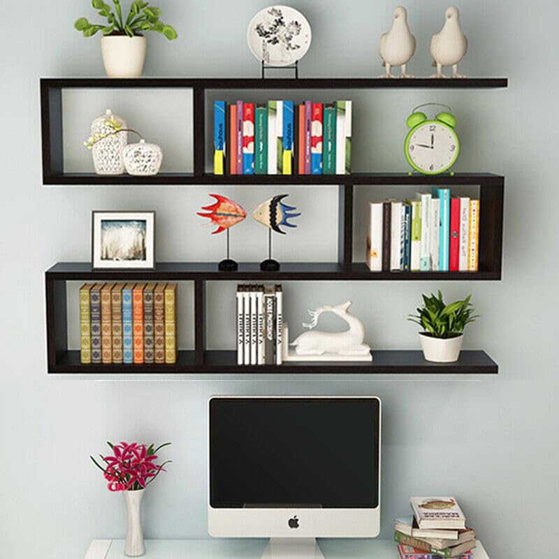 Image of Multipurpose Wall Mount ShelfRacks for Living Room,Beedroom, Storage Organizer, Study Room - DIY (Brown)