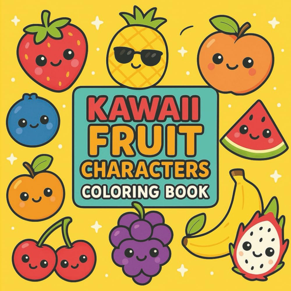 Kawaii Fruit Characters Coloring Book: Super Cute Kawaii Fruit Coloring Pages for Kids Ages 4–8 – Easy, Fun & Adorable Characters to Color!