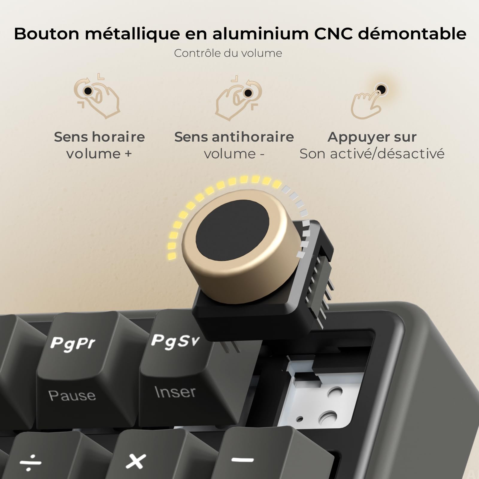 RK ROYAL KLUDGE R98 Pro Clavier Mécanique Filaire, Clavier Gamer 96% AZERTY, Rétroéclairage RGB, Touches PBT, Gasket Structure, Molette de Volume, Hot-Swap Switch Creamy Linéaire Pré-lubrifié