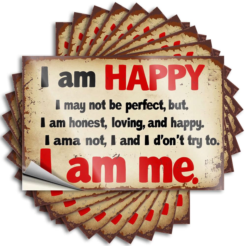 Teen Decor Door Tattoo | Affirmation for Happiness Half Durable Vinyl Sticker Easy Apply for Halloween(6X9CM)
