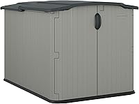 Suncast 138 Cu Ft Glidetop Horizontal Resin Storage Shed with Floor - Weatherproof for Bikes, Mowers, Motorcycles, Made in USA