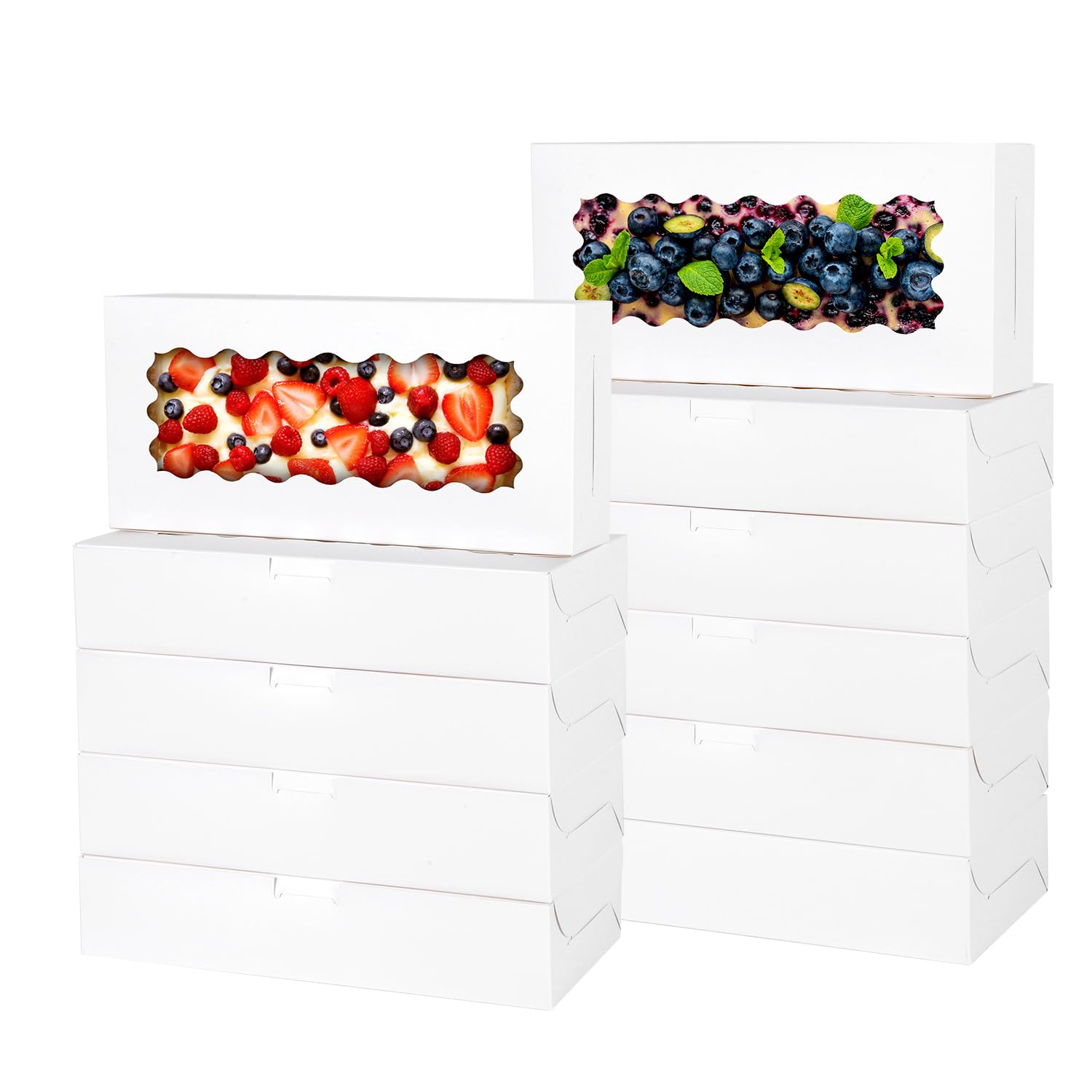 Bakepacker 36pcs 12x12x8 Inches Cake Boxes With Window 18-Packs Black Cake Boxes 12